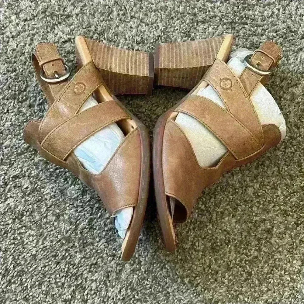 Women’s Born Brown Leather Slingback Heels - Picture 3 of 5